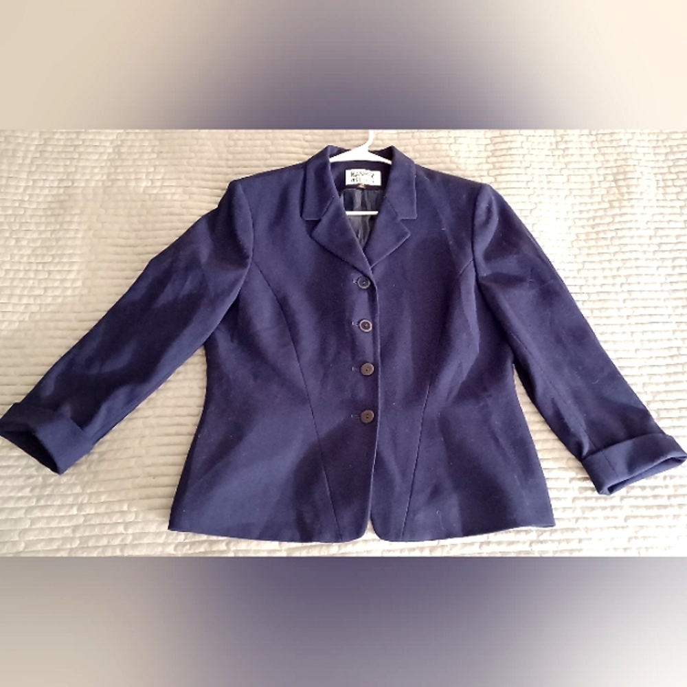 Kasper A.S.L. Petite Womens (14P) Royal Blue Blazer Padded Shoulders